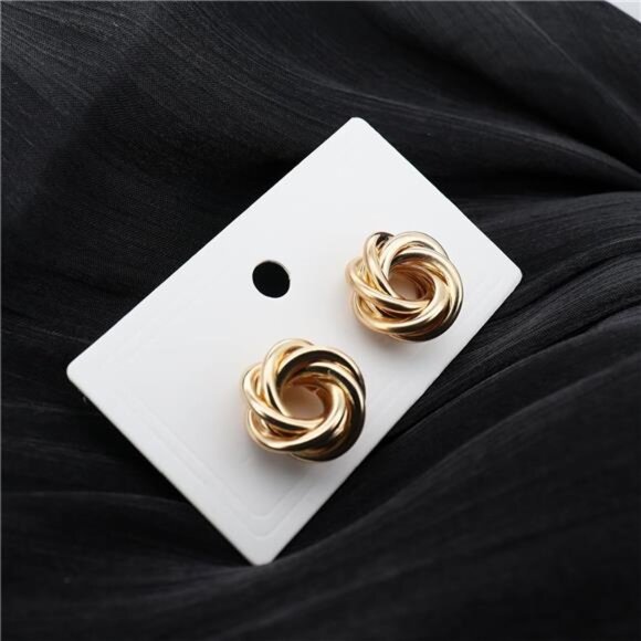 14K Gold Twisted Love Knot Stud Earrings – Classic Infinity Rope Design - Picture 5 of 6